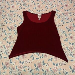 Vintage Joseph Ribkoff Burgundy Sharkbite Hem Tank